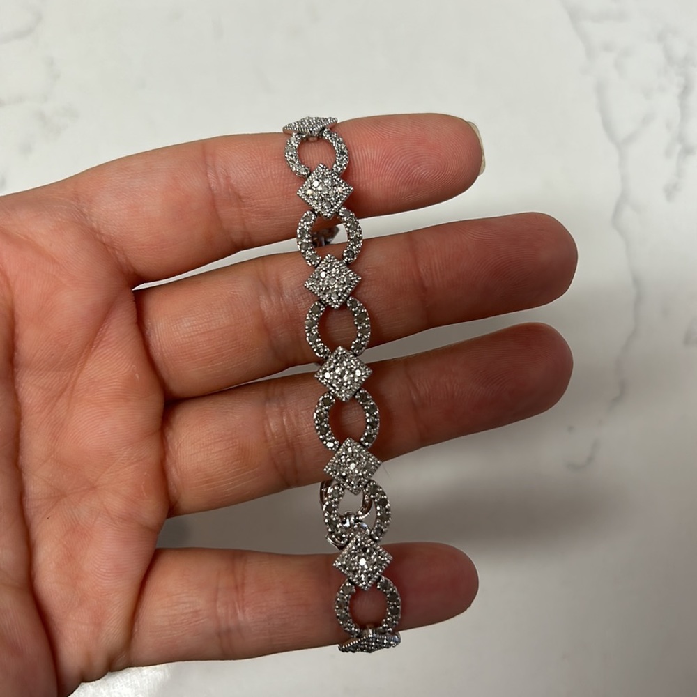 Sterling and Uncut Natural Diamond Tennis Bracelet